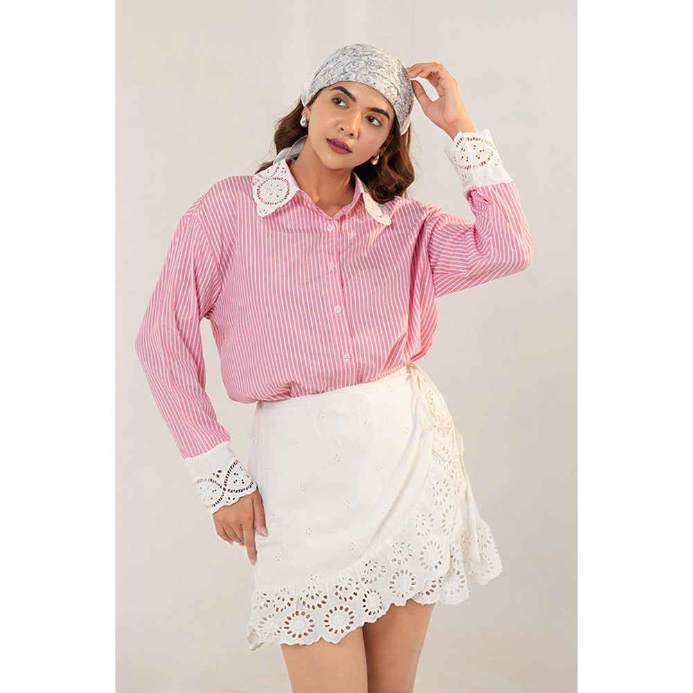 All Eyes On You Aeoy Pink Striped Shirt