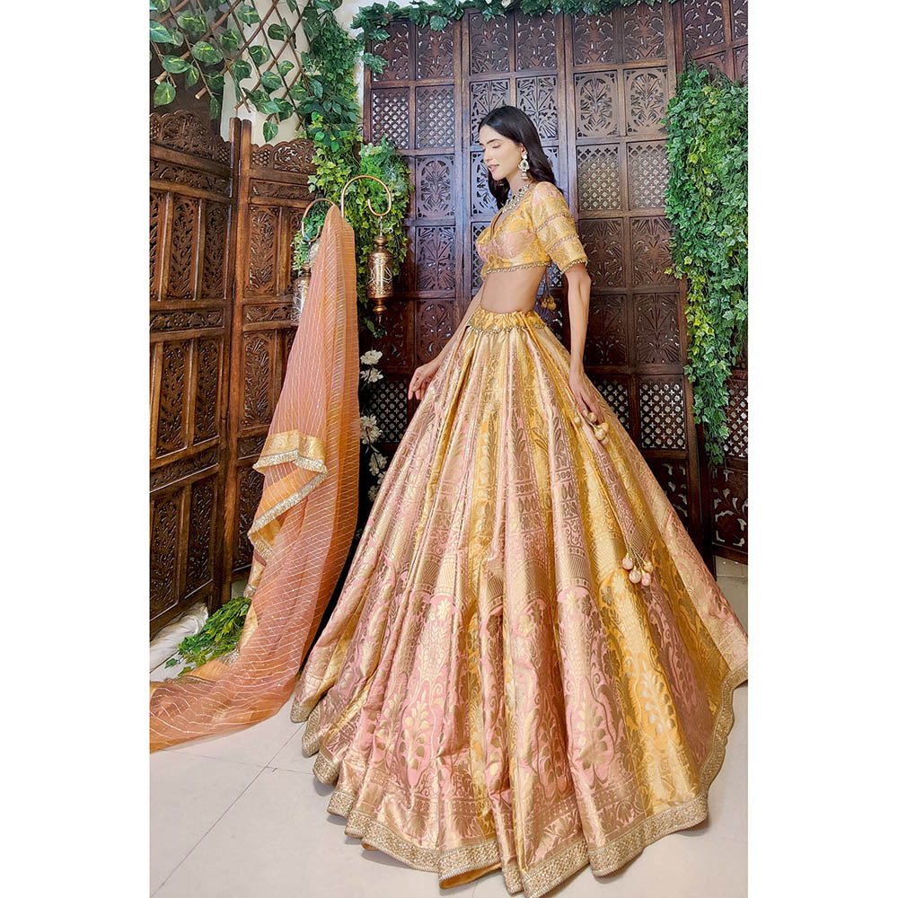 Amaltas Couture Rumeysa Banarasi Silk Blouse with Lehenga and Dupatta (Set of 3)