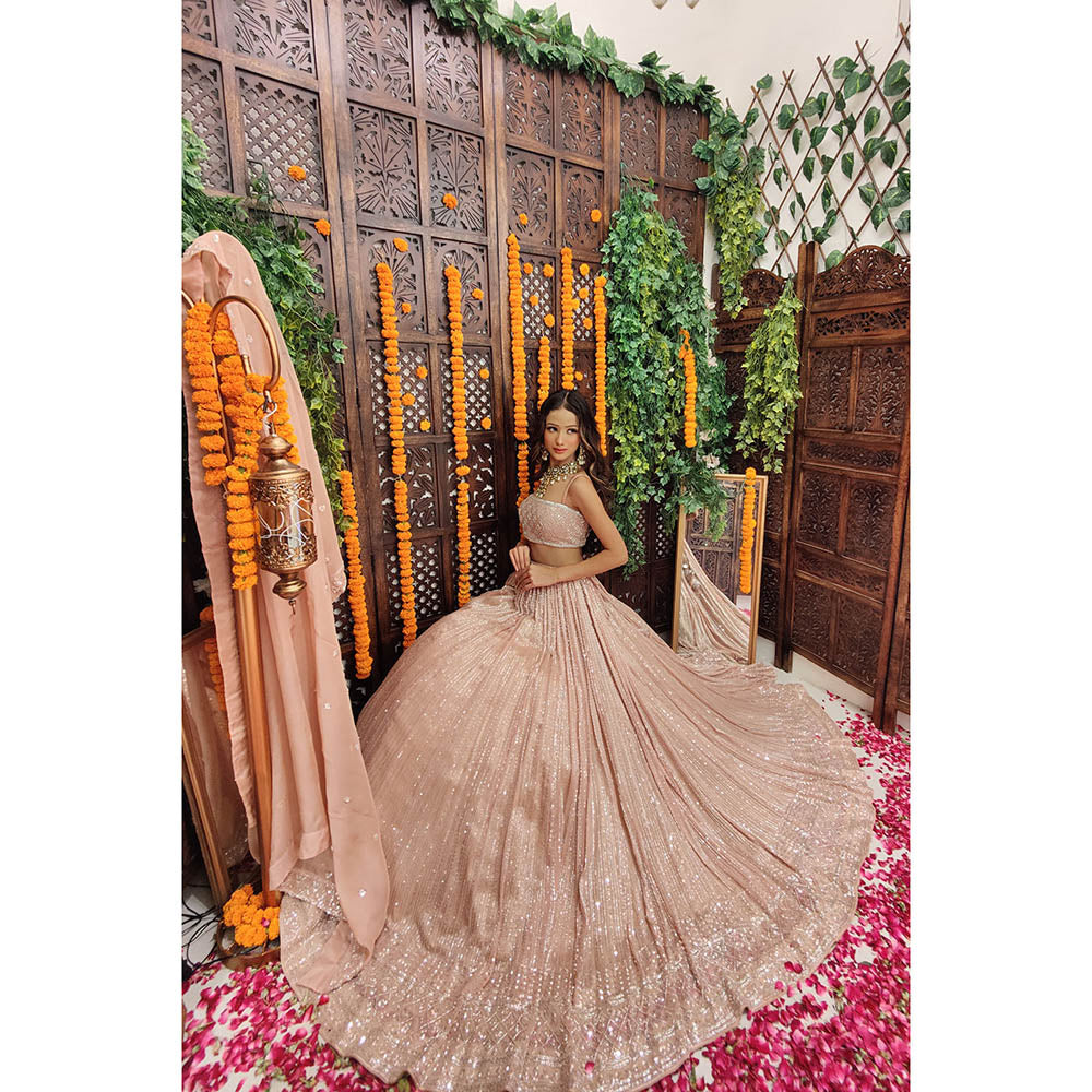 Amaltas Couture Inas Dusty Rose Pink Blouse with Lehenga and Dupatta (Set of 3)