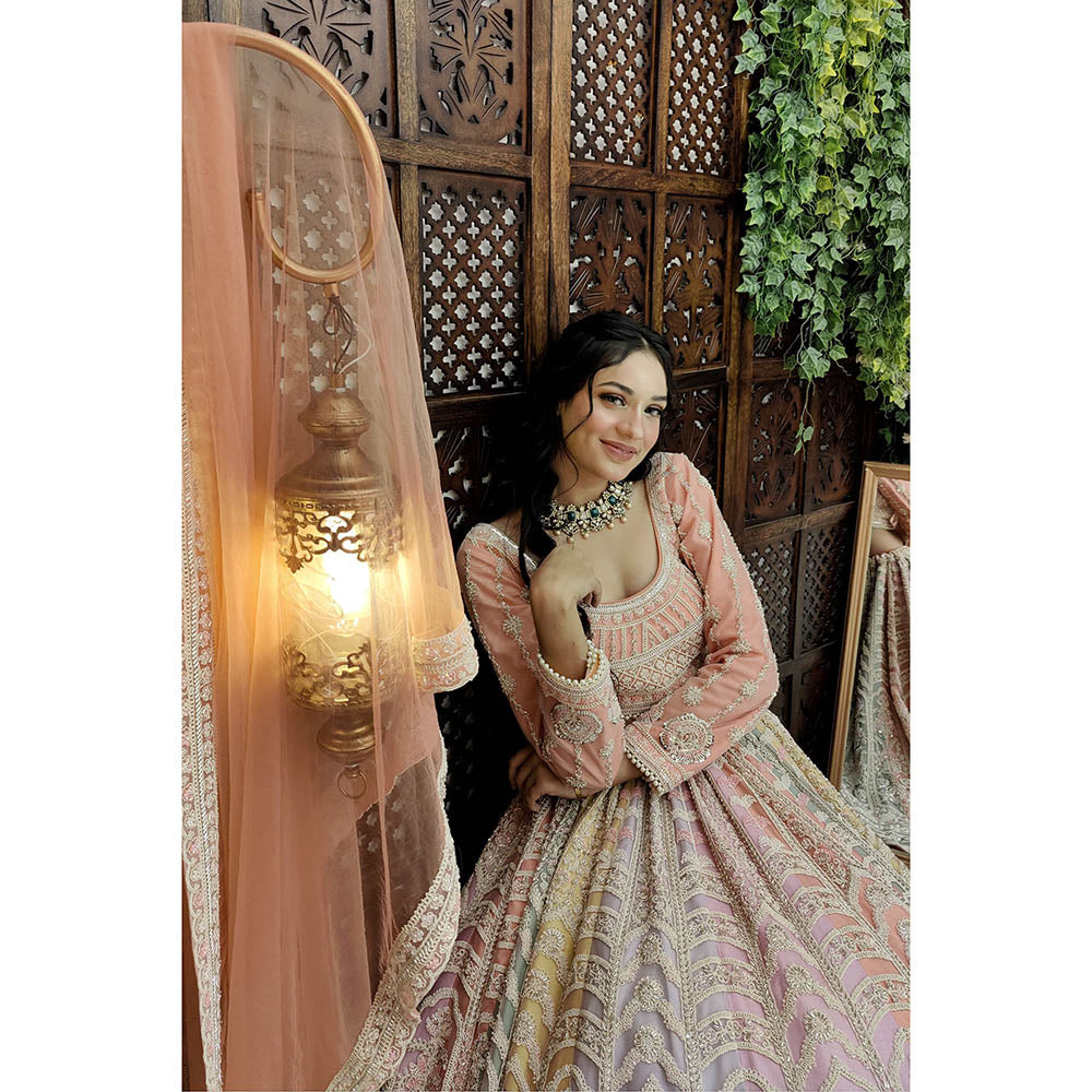 Amaltas Couture Martina Multicolor Embroidered Blouse with Lehenga and Dupatta (Set of 3)