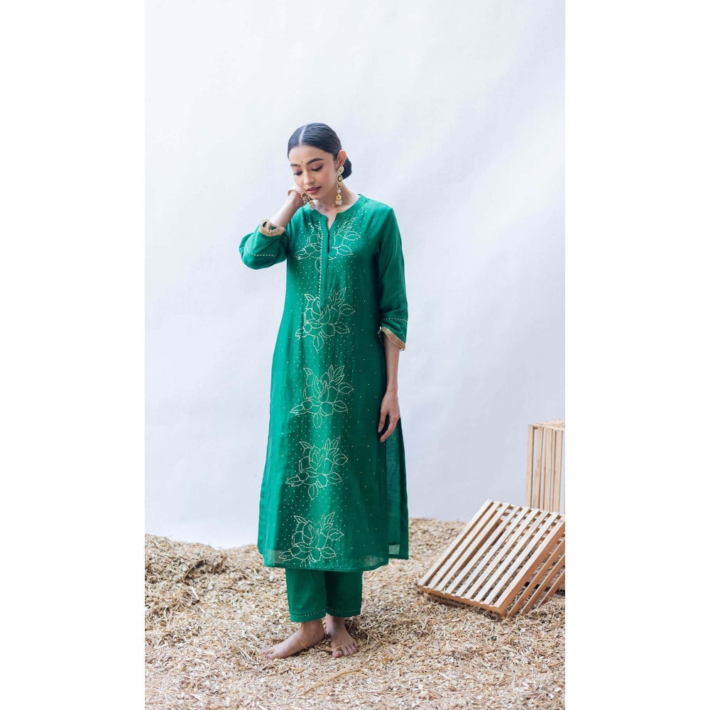 AM by Anita Mittal Green Ziva Kurta with Pant and Dupatta