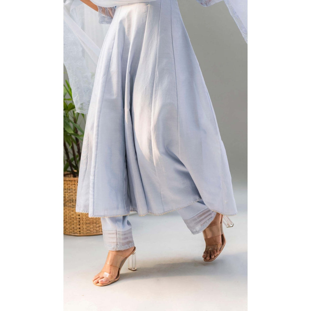 AM by Anita Mittal Blue Applique Kurta with Pant and Dupatta