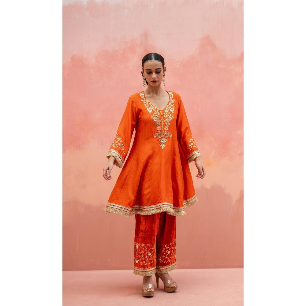 AM by Anita Mittal Anjum Orange Kurta with Pant and Dupatta