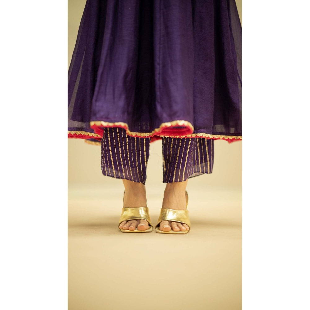 AM by Anita Mittal Taarini Purple Anarkali Kurta with Pant and Dupatta