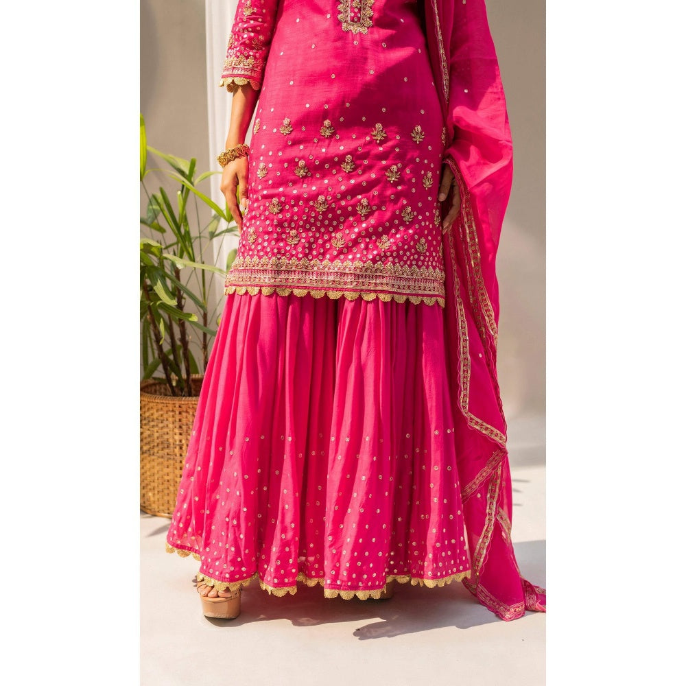 AM by Anita Mittal Gulmohar Pink Kurta with Sharara and Dupatta