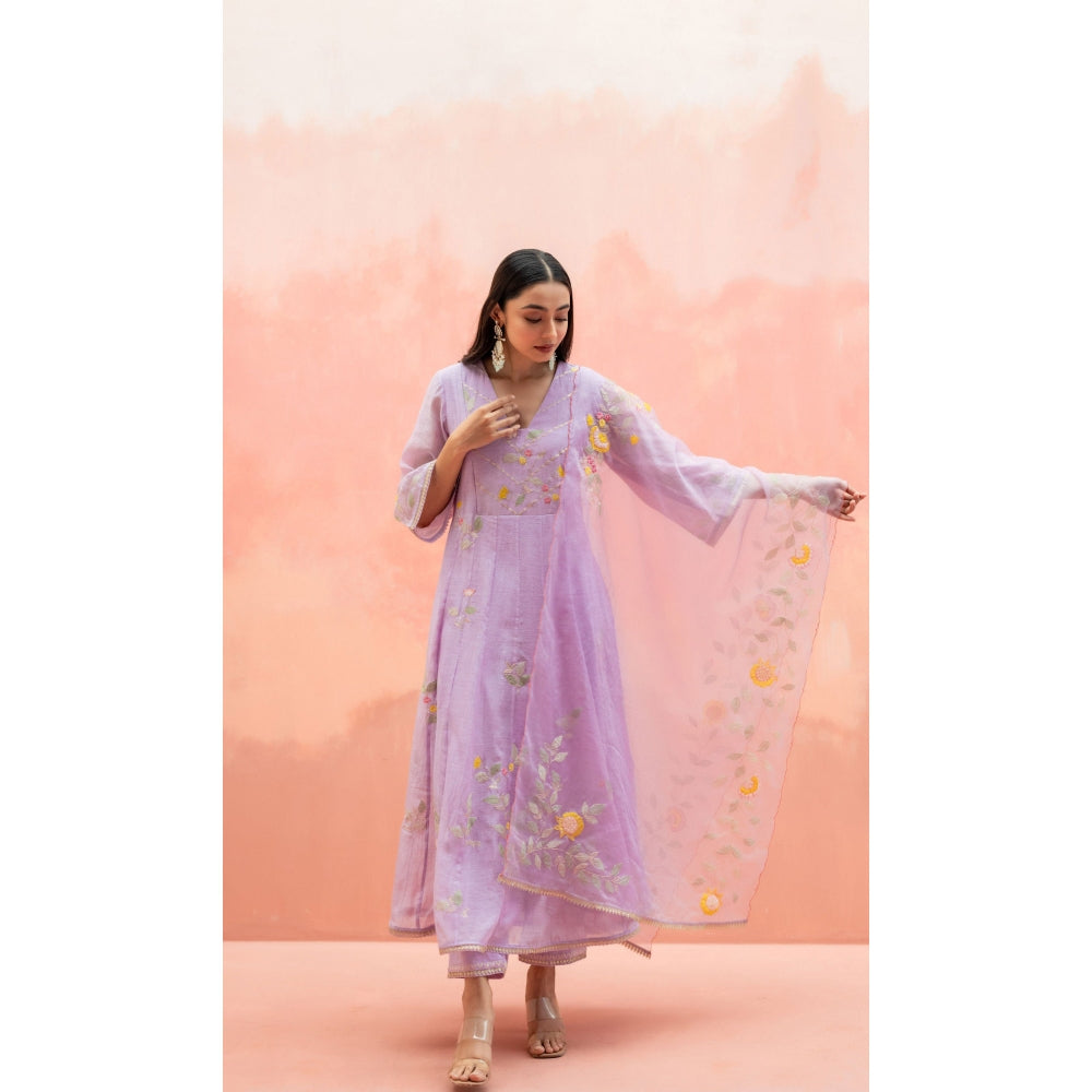 AM by Anita Mittal Pari Lavender Anarkali with Pant and Dupatta