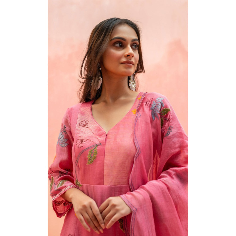 AM by Anita Mittal Falak Coral Anarkali with Pant and Dupatta