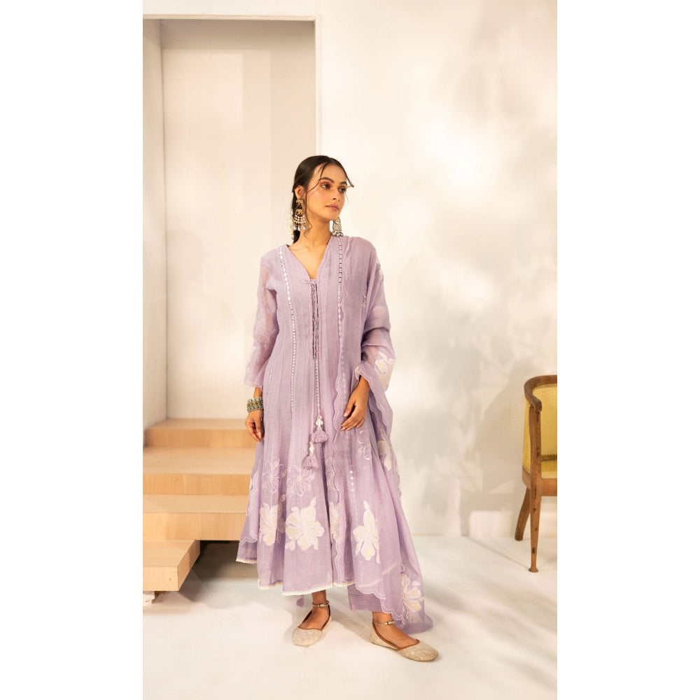 AM by Anita Mittal Zara Lavender Anarkali with Pant and Dupatta