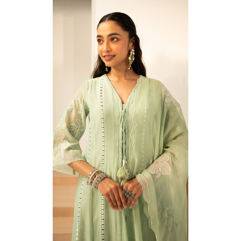 AM by Anita Mittal Zara Green Anarkali with Pant and Dupatta