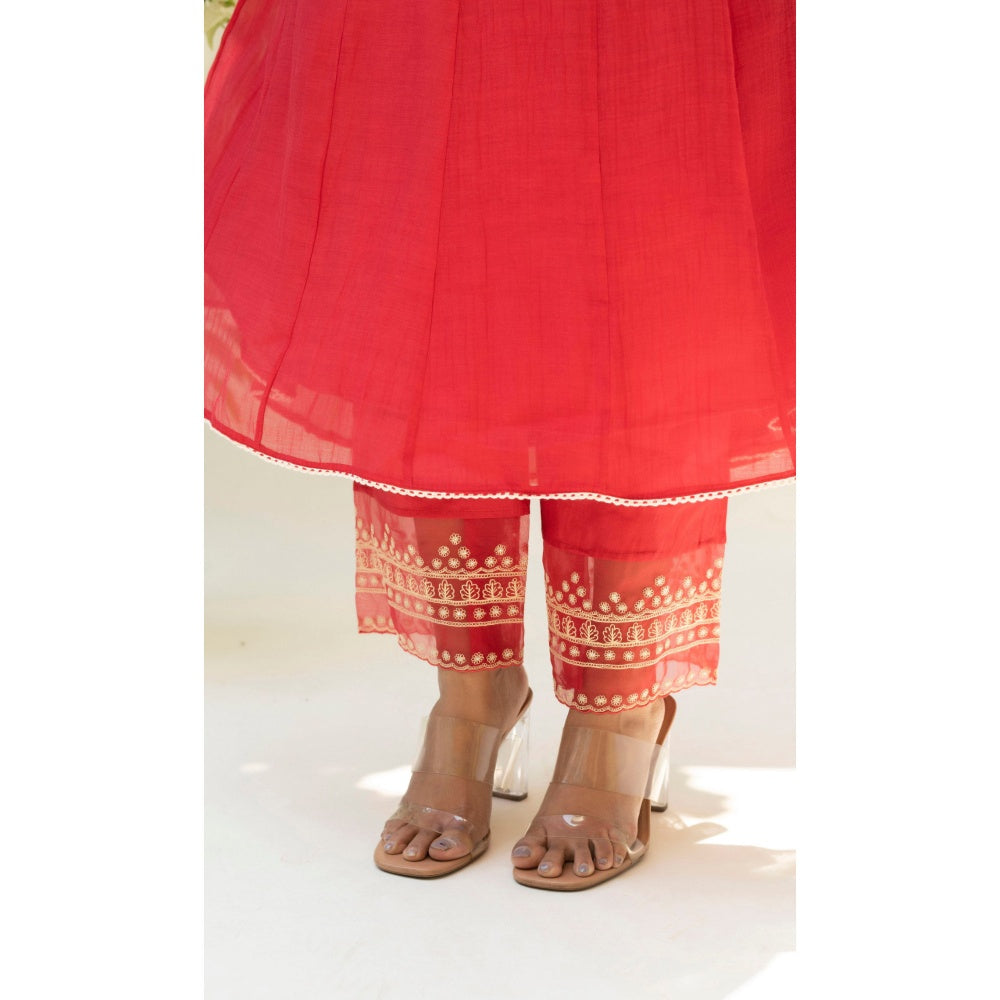 AM by Anita Mittal Dastak Red Anarkali with Pant and Dupatta