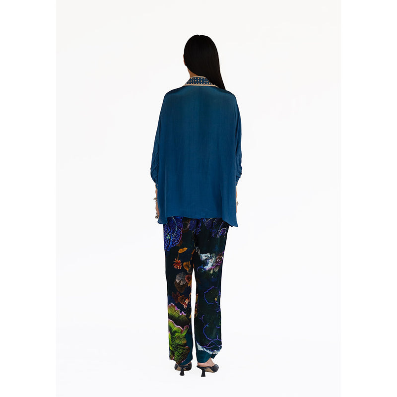 Amka India Blue Sudoku Solid Shirt