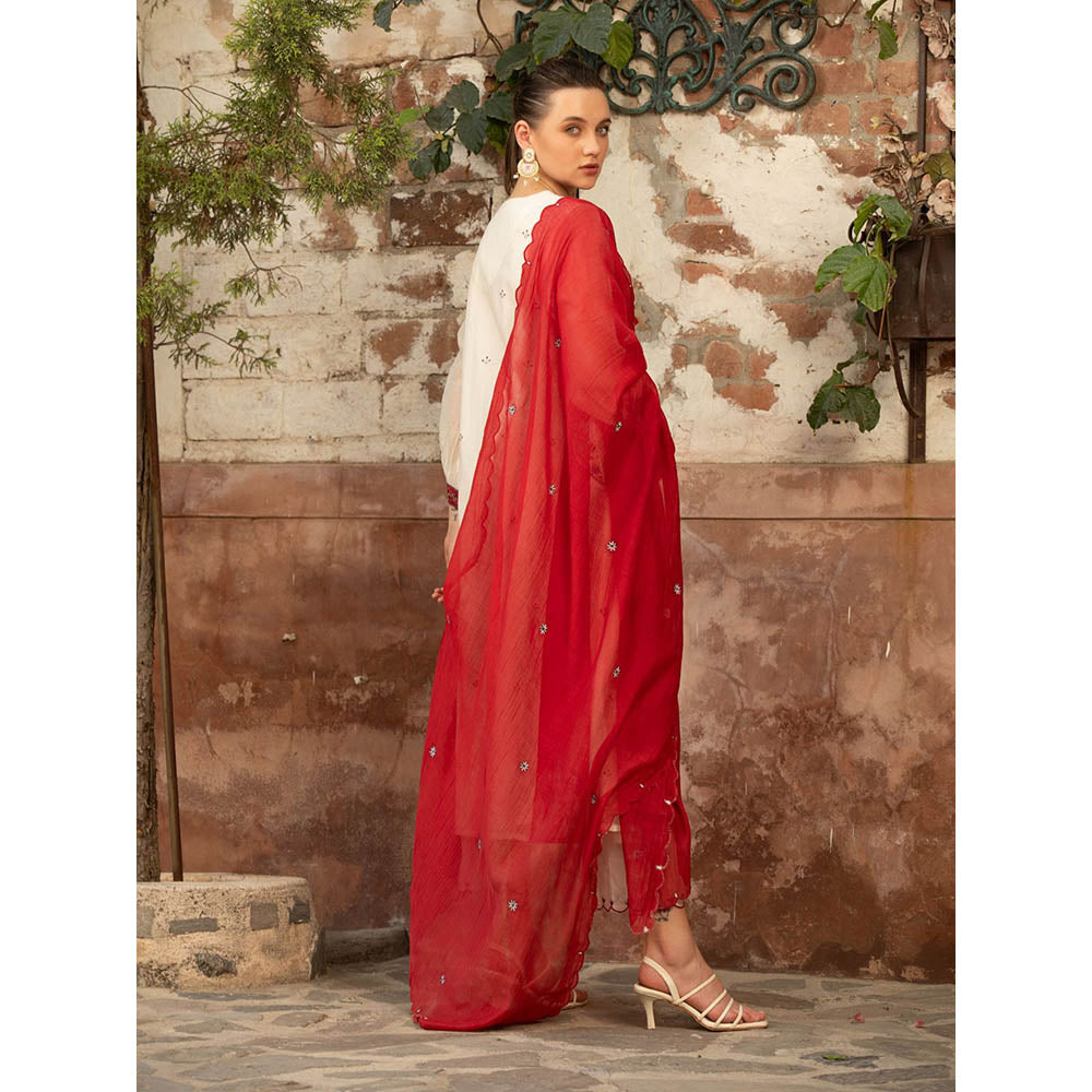 Amoree Royal Charm Kali Embroidered Kurta with Pant and Dupatta (Set of 3)