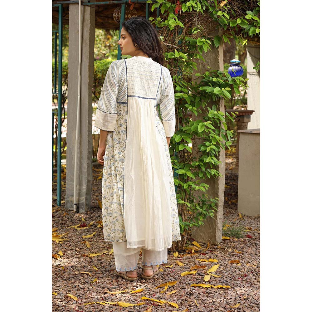 Amoree White Asmee Floral Print Kurta and Pant