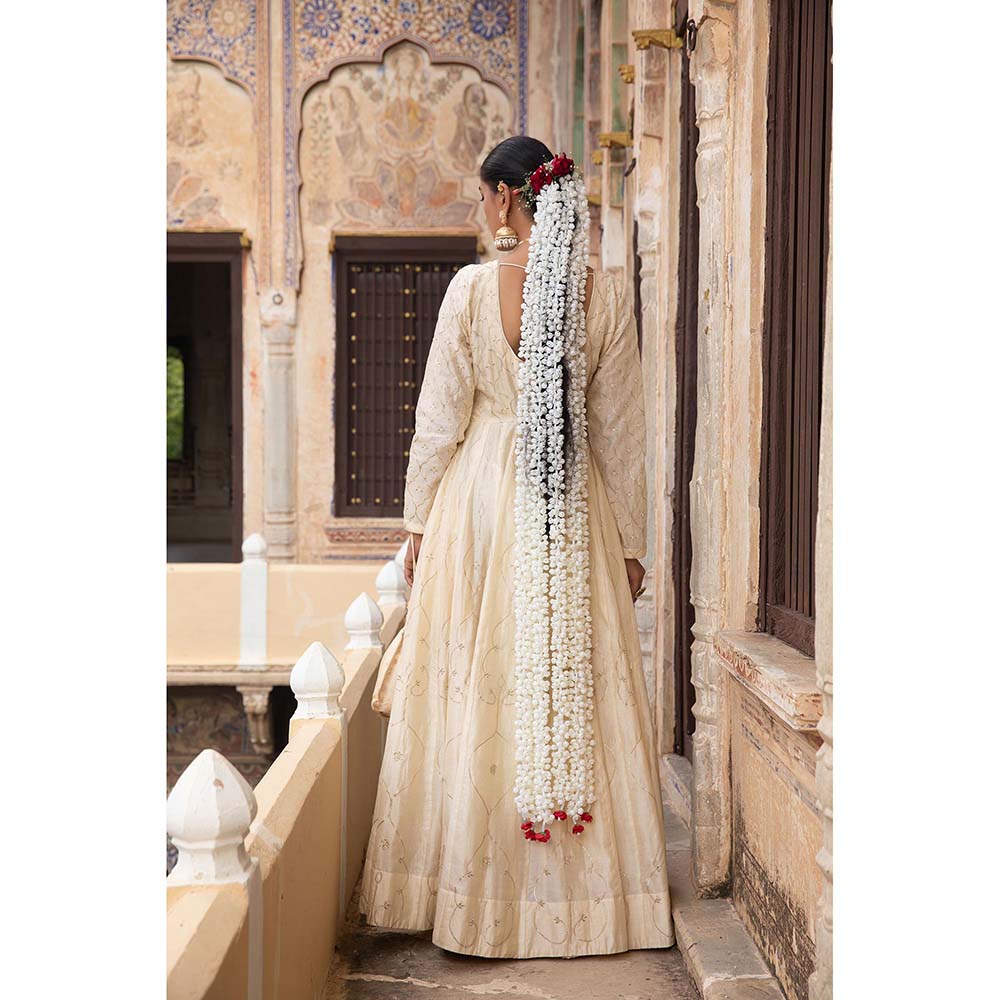 Amoree Ivory Anarkali with Pant and Dupatta
