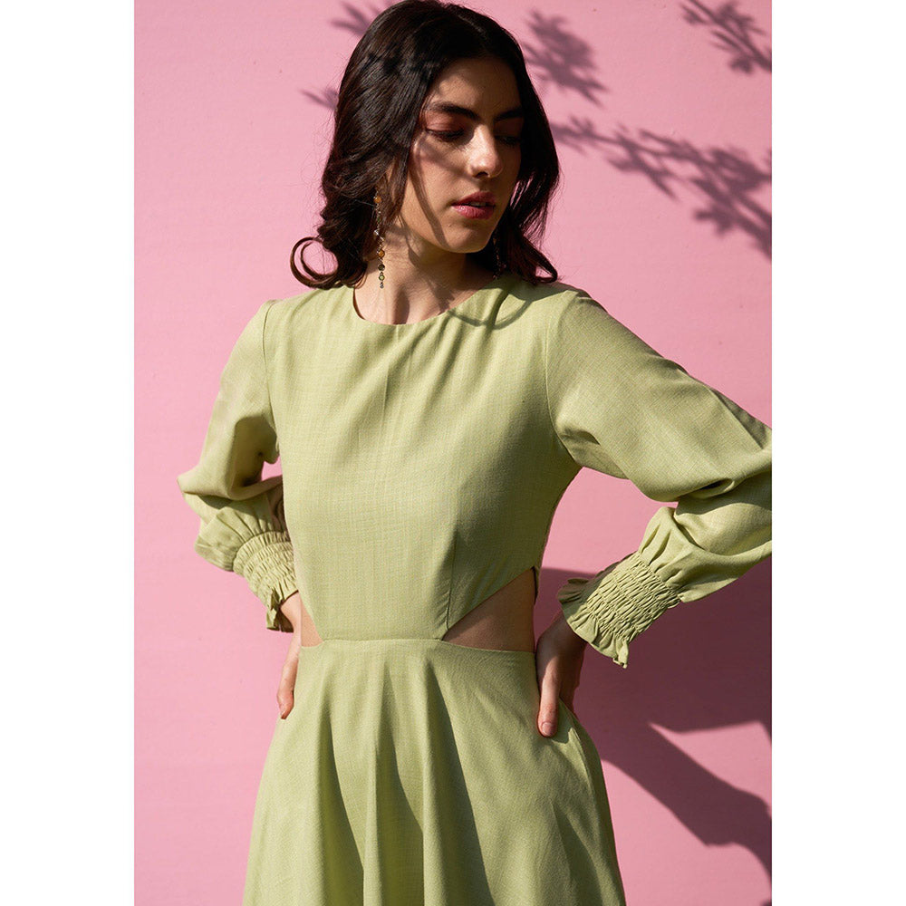 AMOSHI Cleo Cutout Green Mini Dress -Soft Pear