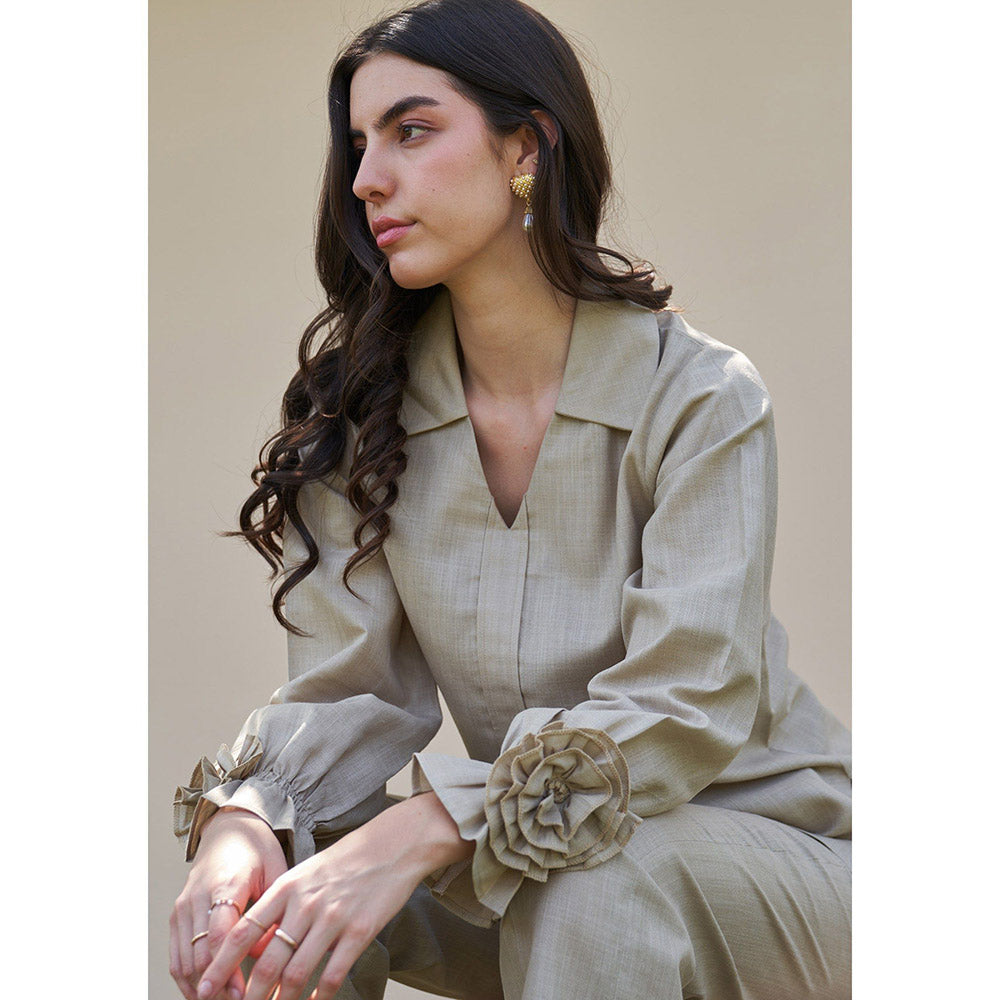 AMOSHI Camellia Co-Ord -Olive (Set of 2)