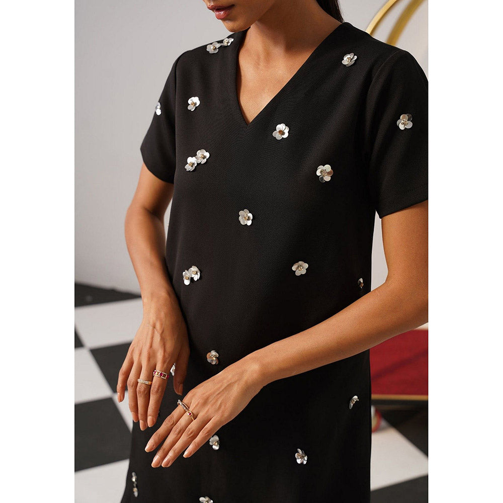 AMOSHI Women Black Polyester Mini Dress