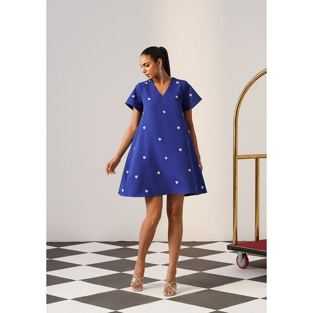 AMOSHI Women Blue Polyester Mini Dress