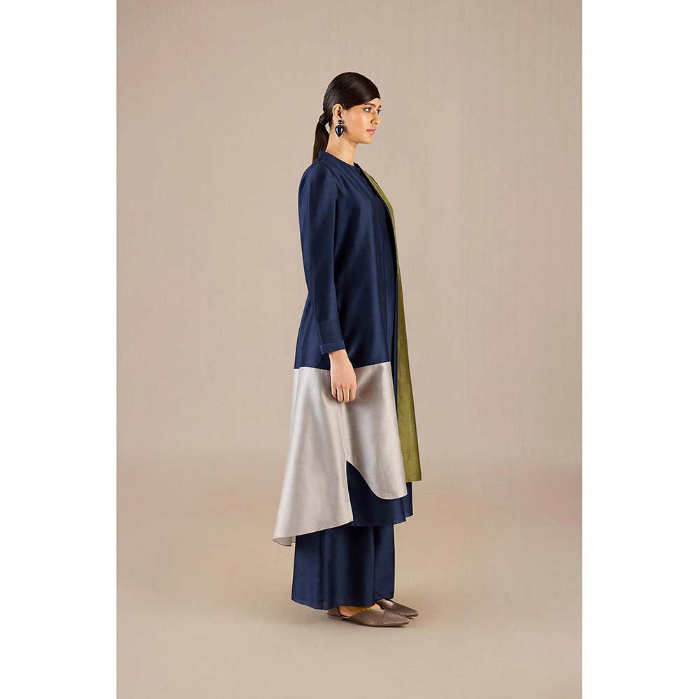 AMPM Navy Blue Hiba Inner with Palazzo and Jacket (Set of 3)