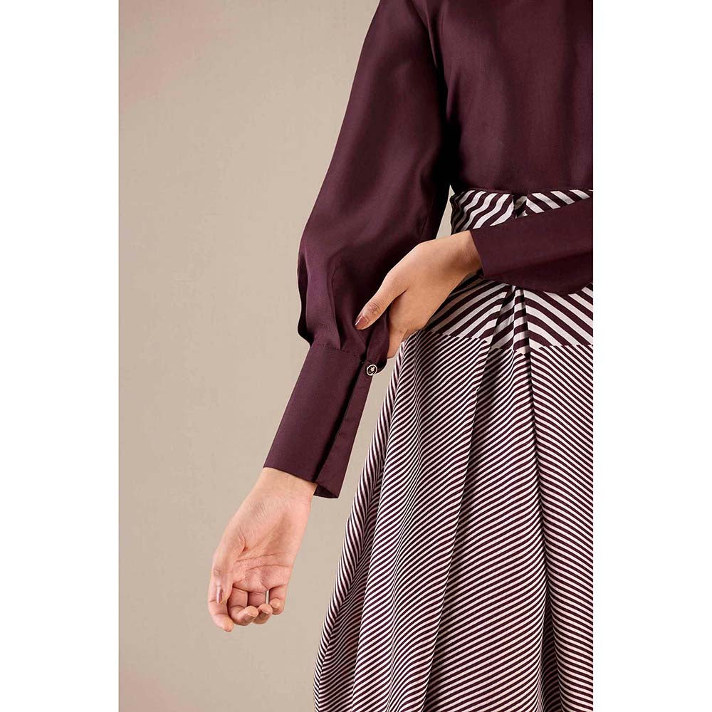 AMPM Burgundy Inessa Top with Dhoti (Set of 2)
