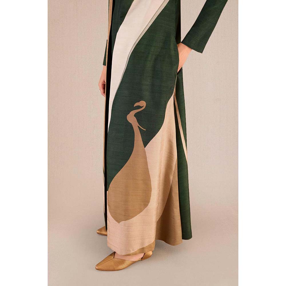 AMPM Amida Green Solid Kurta and Pant with Jacket (Set of 3)