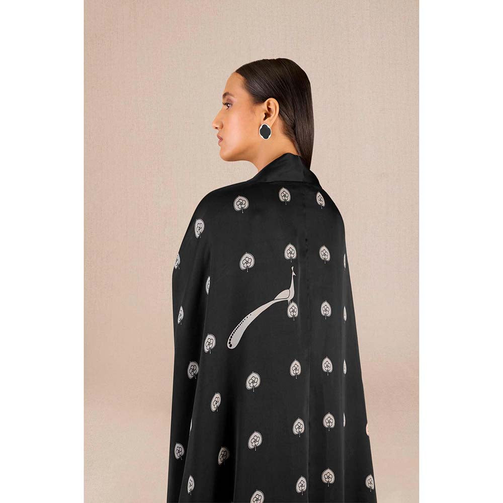 AMPM Umaya Black Printed Cape with Inner & Dhoti and Belt (Set of 4)