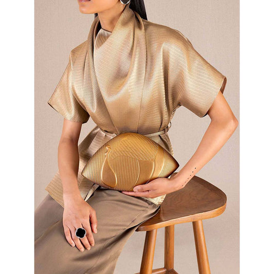 AMPM Ruya Gold Textured Clutch