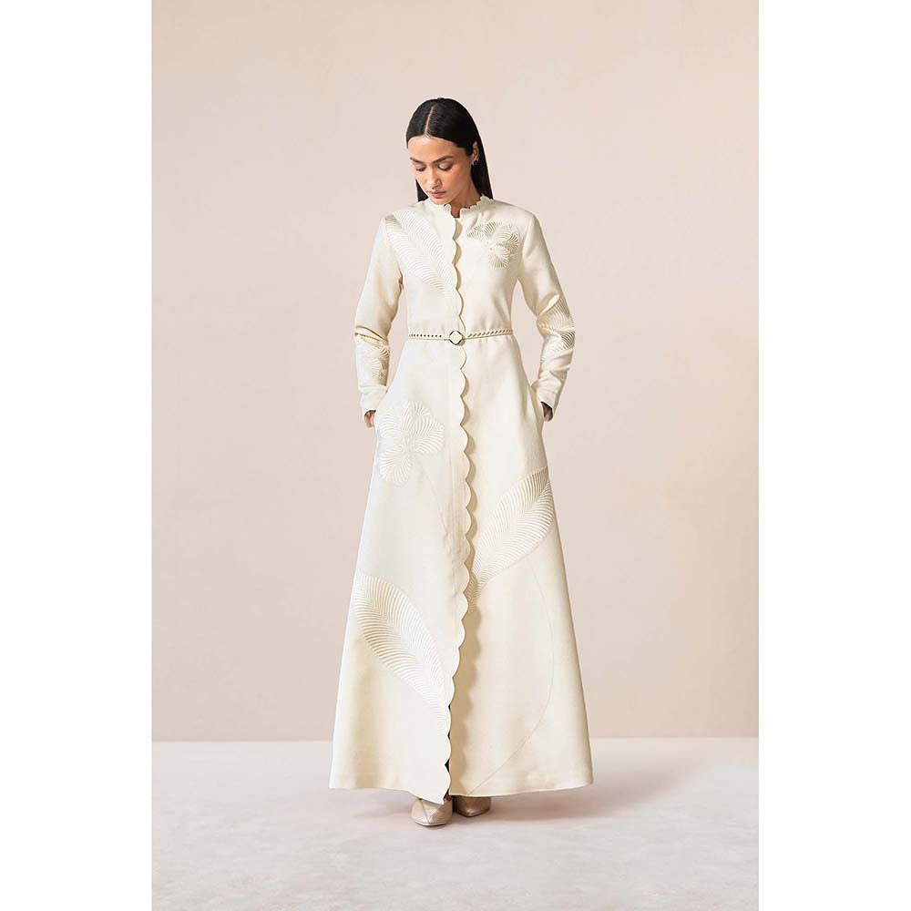 AMPM White Nahid Jacket with Belt (Set of 2)
