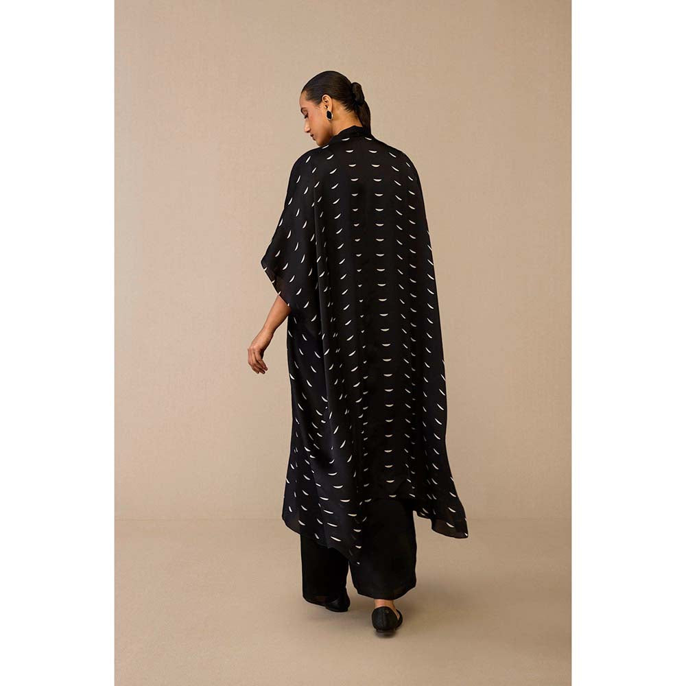 AMPM Black Dilkashi Cape with Inner, Palazzo and Belt (Set of 4)