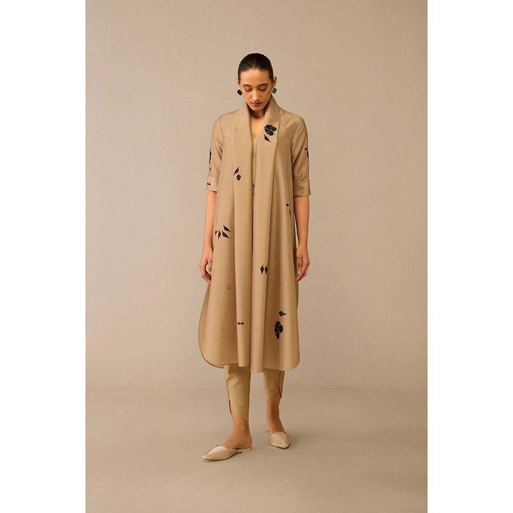 AMPM Beige Dinar Inner with Dhoti, Jacket and Belt (Set of 4)