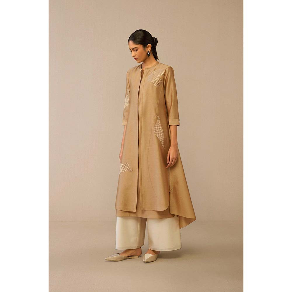 AMPM Beige Dilzan Jacket with Inner and Palazzo (Set of 3)