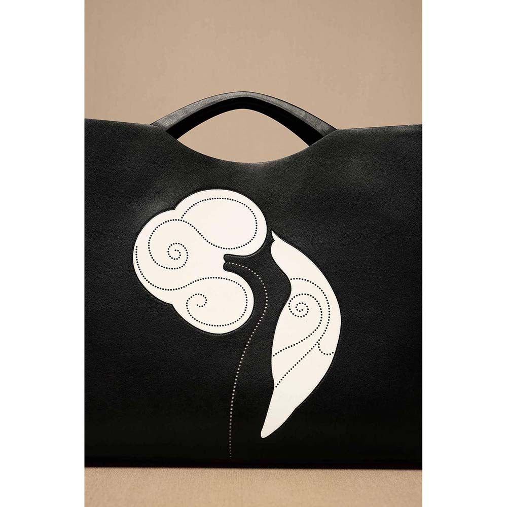 AMPM Black Dalbandin Tote Bag with Pouch and Detachable Straps (Set of 2)