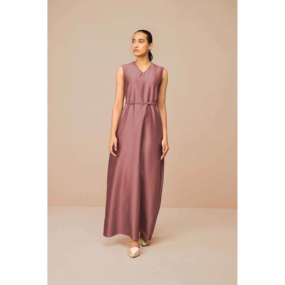 AMPM Mauve Azar Printed Jacket with Inner and Belt (Set of 3)