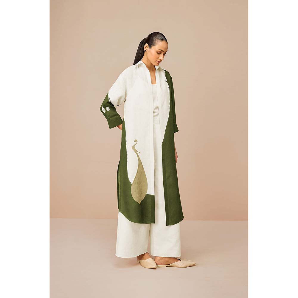 AMPM Olive Nova Colorblock Jacket with Inner and Palazzo (Set of 3)