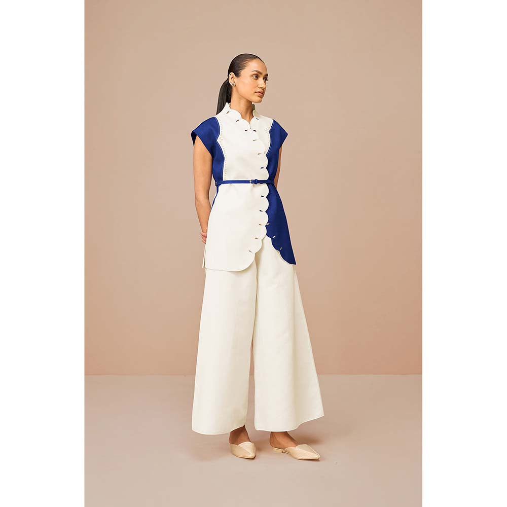 AMPM Blue Vivia Colorblock Jacket with Belt and Palazzo (Set of 3)