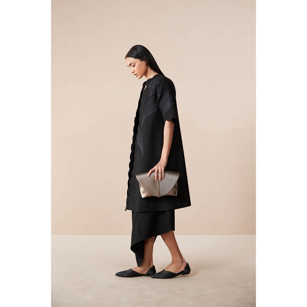 AMPM Black Wool Embroidered Coat