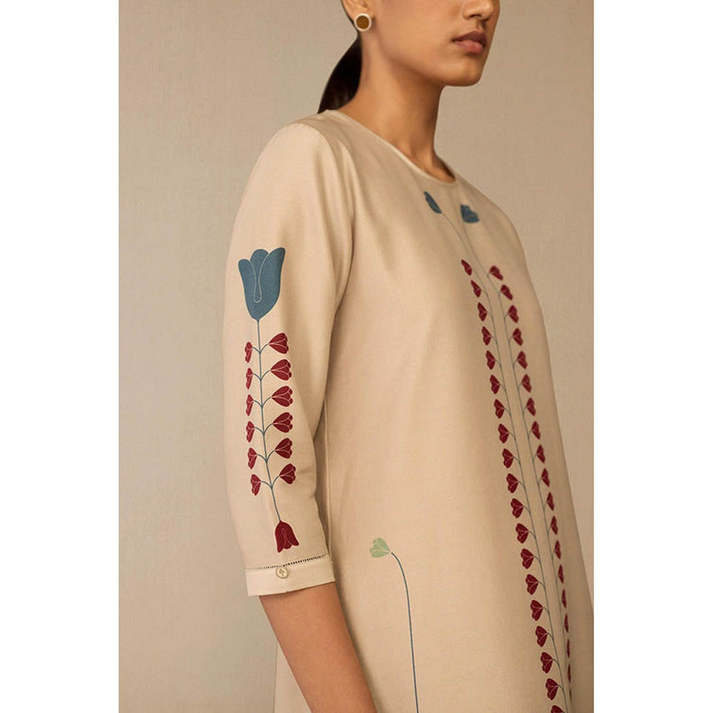 AMPM Azran Beige Kurta with Palazzo and Dupatta