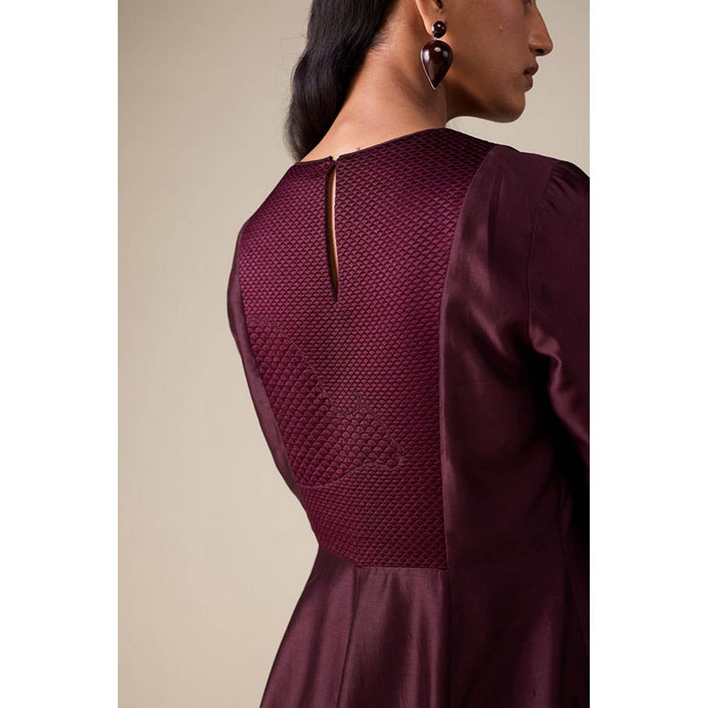 AMPM Dilana Burgundy Anarkali Kurta with Palazzo and Dupatta