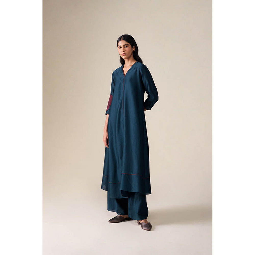 AMPM Milap Blue Anarkali Kurta with Palazzo and Dupatta