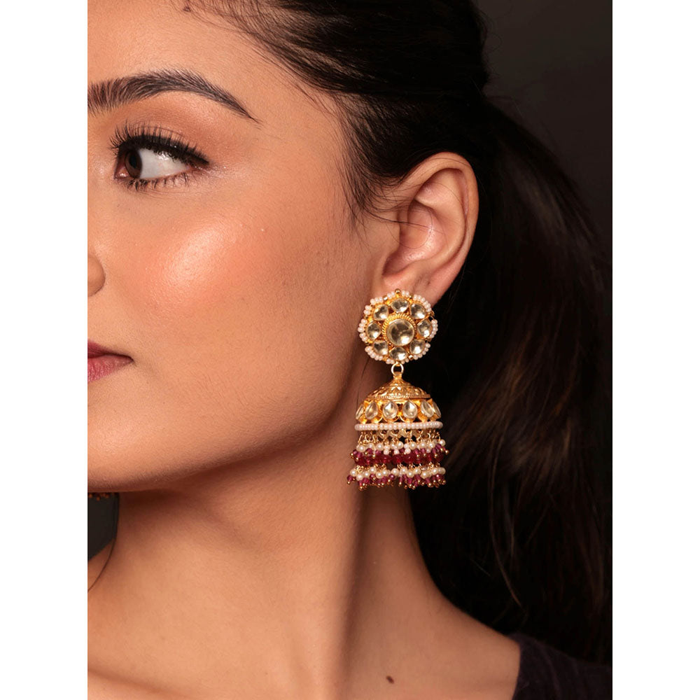 Amreli Jaipur Pachi Kundan Jhumkis Earrings
