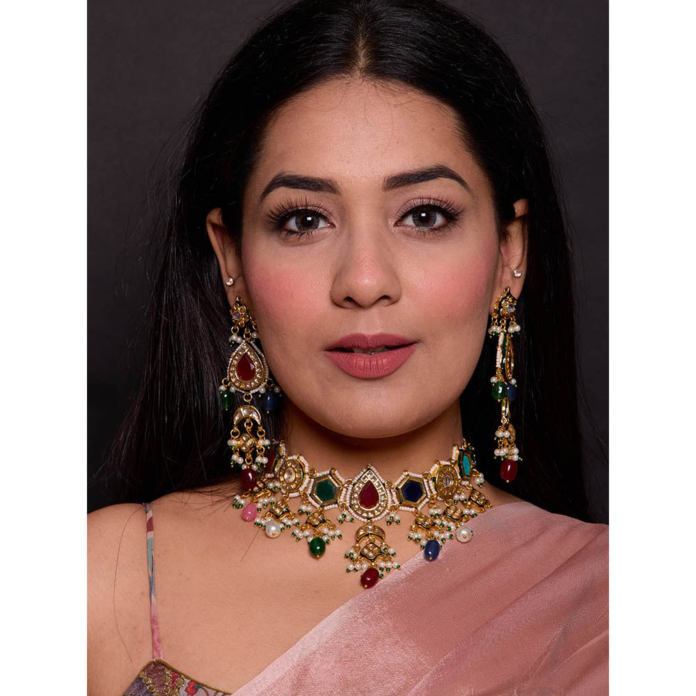 Amreli Jaipur Multi-Color Kundan Choker Jewellery Set