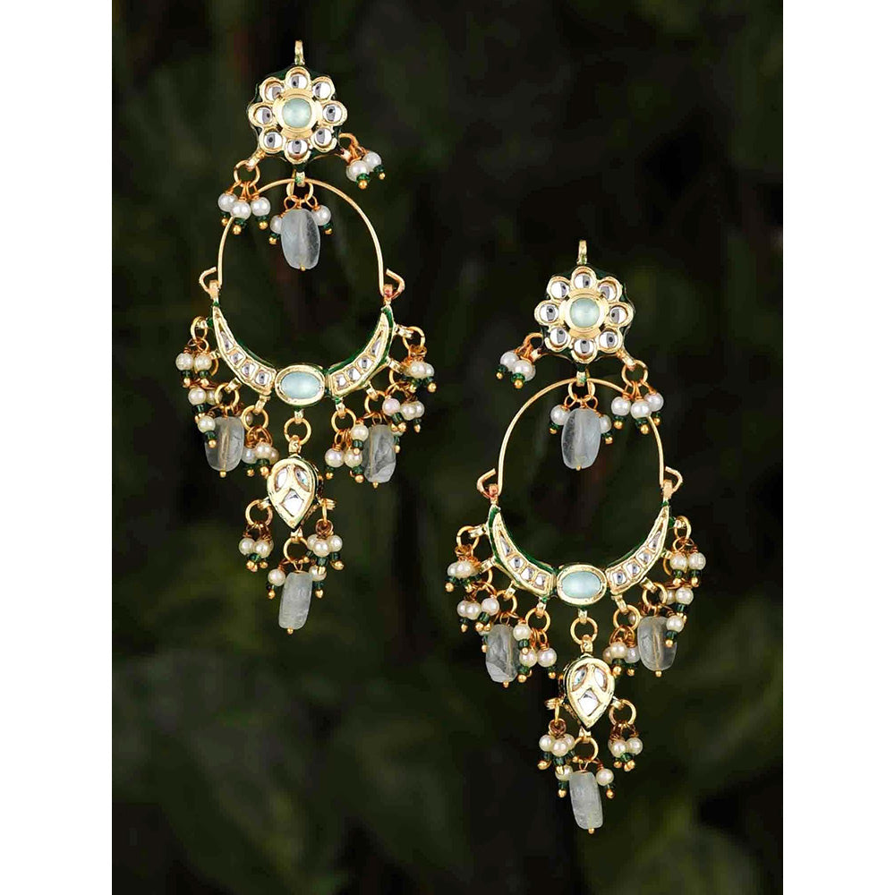 Amreli Jaipur Mint Green Kundan Earrings