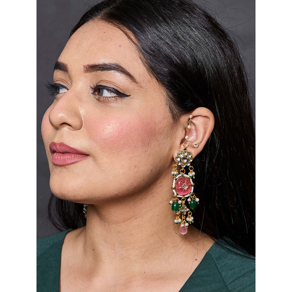 Amreli Jaipur Pink Kundan Earrings