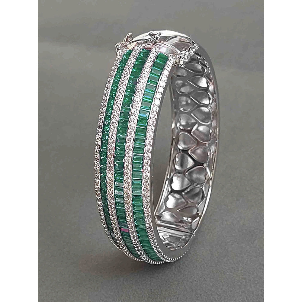 Amreli Jaipur Silver Plated Green American Diamond Bracelet