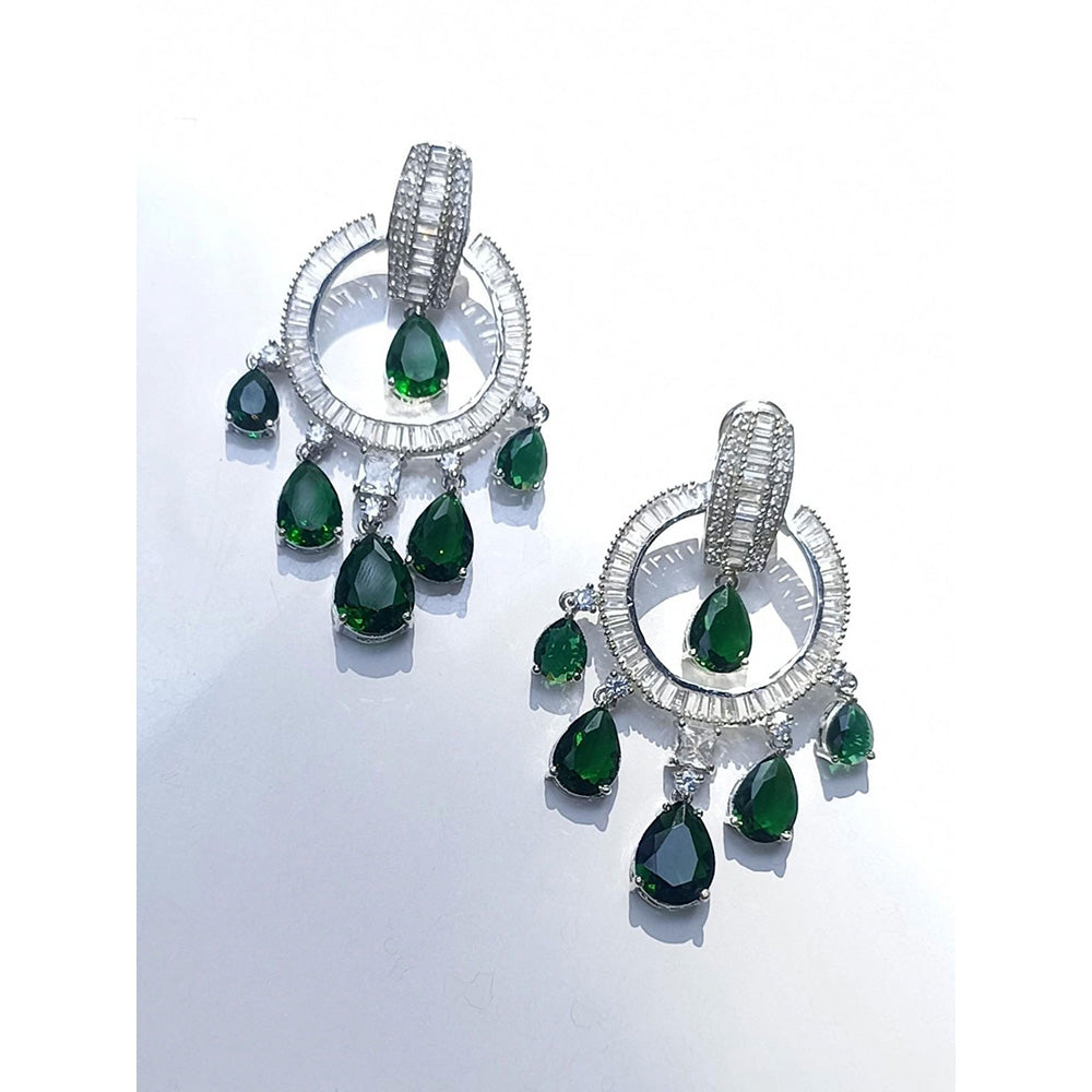 Amreli Jaipur Multi-Color Silver Plated American Diamond Earrings