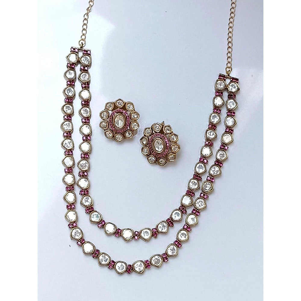 Amreli Jaipur Ruby Polki Multi-Color Stone Necklace & Earrings