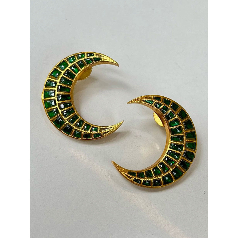 Amreli Jaipur Green Pachi Kundan Earrings