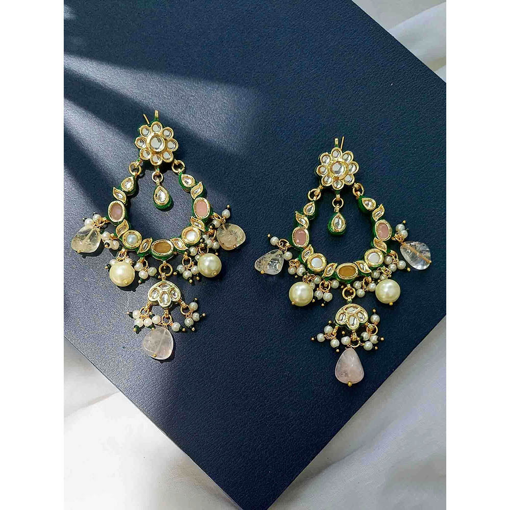 Amreli Jaipur Multi-Color Kundan Chandbali Earrings