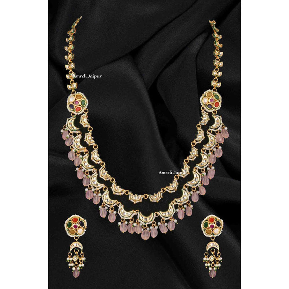 Amreli Jaipur Tulasi Long Kundan Necklace Set