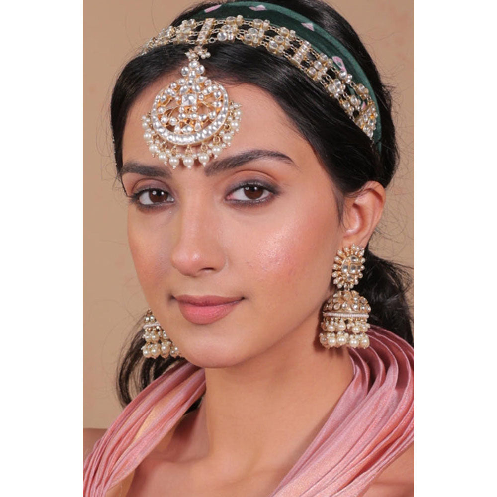 Amreli Jaipur Uzra Pachi Kundan Jadau Jhumki Earrings